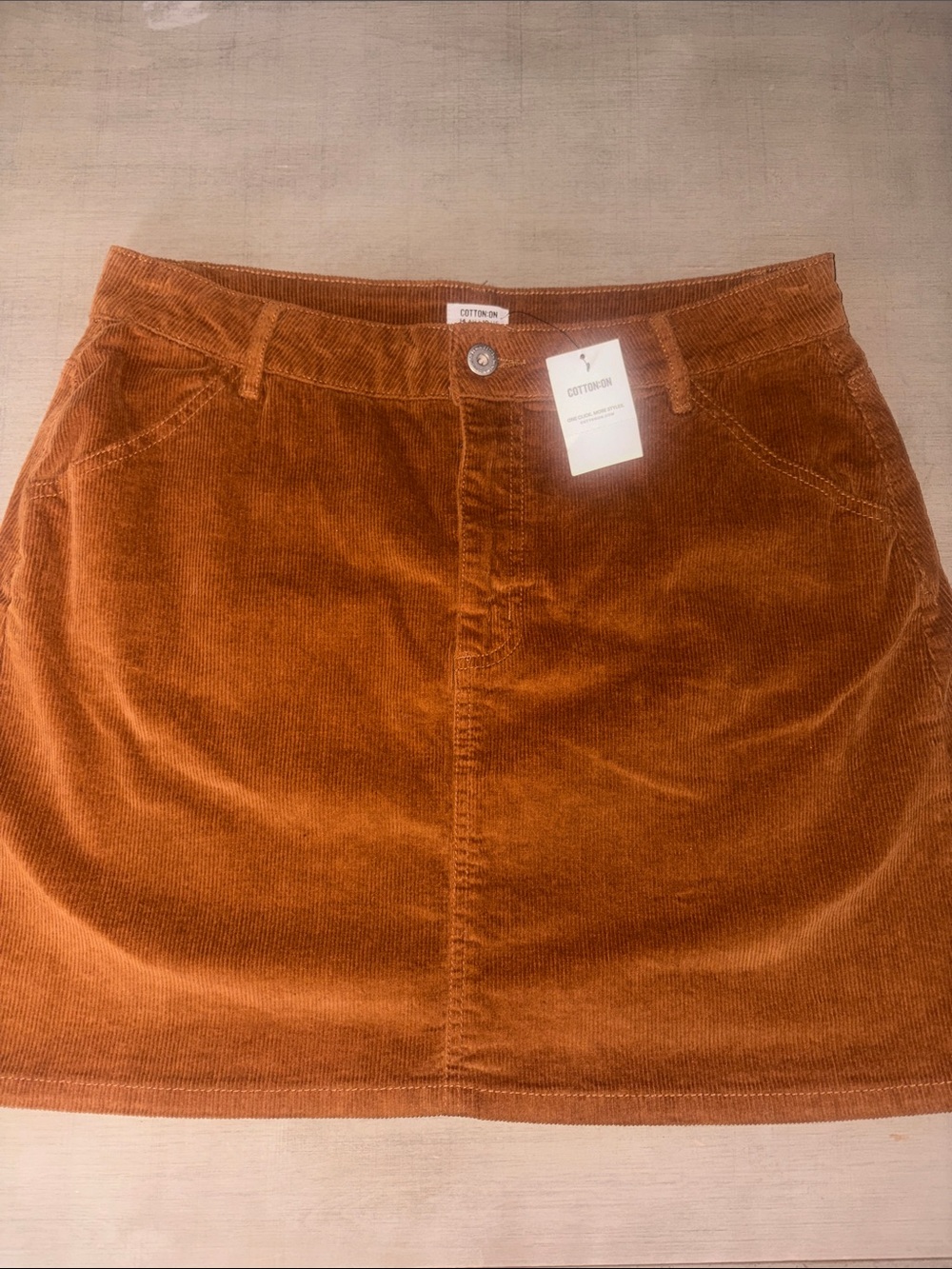 Cotton On Women's Rust Orange Corduroy Mini Skirt